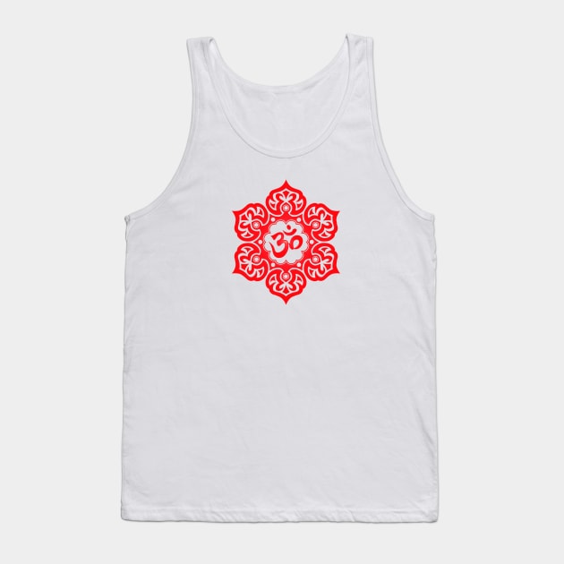 Red Lotus Flower Yoga Om Tank Top by jeffbartels